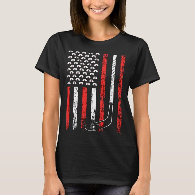 American Sports Flag National Nurses Day Ice Hocke T-Shirt (Vorderseite)