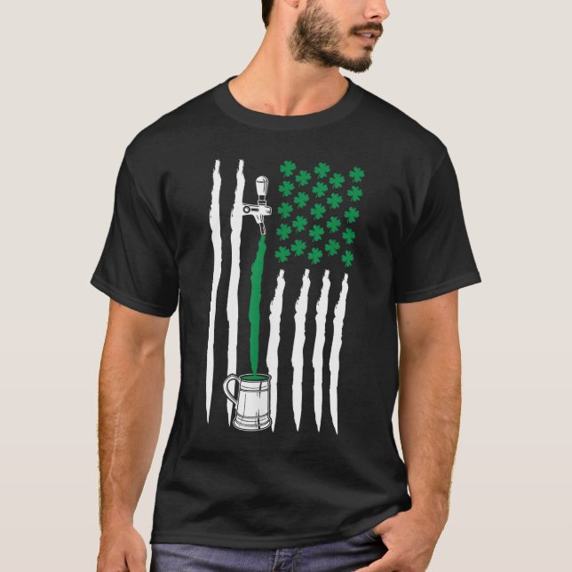American St Patricks Day Kleeblatt and Beer T-Shirt (Vorderseite)