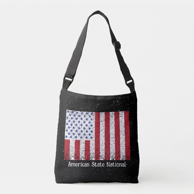 American Staat National mit Flaggen Crossbody Bag Tragetaschen Mit Langen Trägern (Vorderseite)