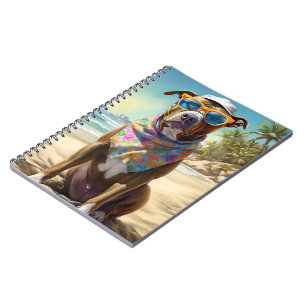 American Staffordshire am Strand, Sommergeschenk Notizblock