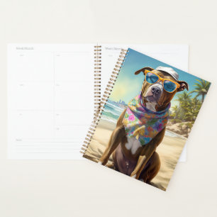 American Staffordshire am Strand, Sommergeschenk Planer