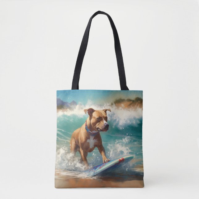 American Staffordshire Beach Surfing Malerei (Vorderseite)