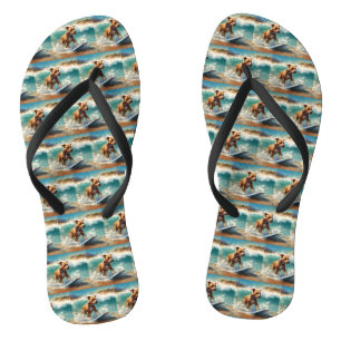 American Staffordshire Beach Surfing Malerei Flip Flops