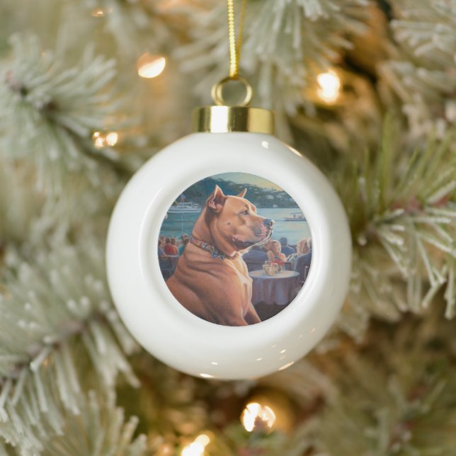 American Staffordshire Christmas Cruise: Pawsome Keramik Kugel-Ornament (Baum)
