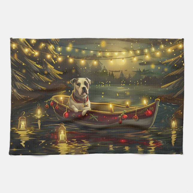 American Staffordshire Christmas Festive Voyage Geschirrtuch (Horizontal)