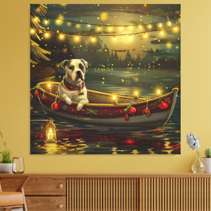 American Staffordshire Christmas Festive Voyage Leinwanddruck