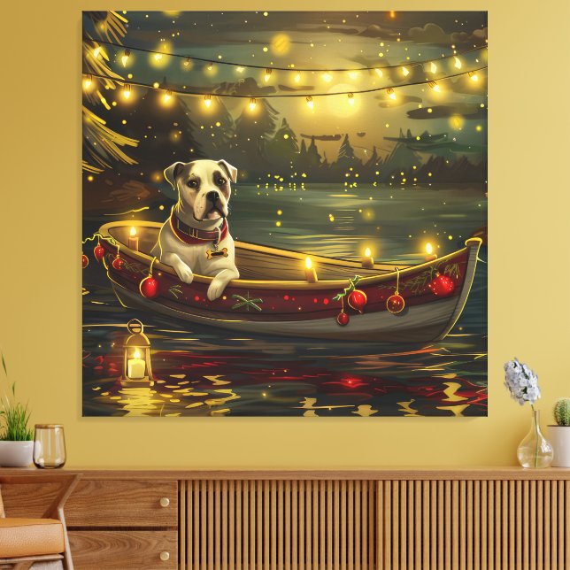 American Staffordshire Christmas Festive Voyage Leinwanddruck (Insitu (Wohnzimmer))