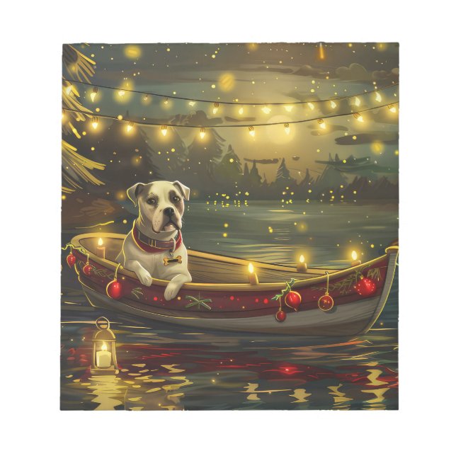 American Staffordshire Christmas Festive Voyage Notizblock (Vorderseite)