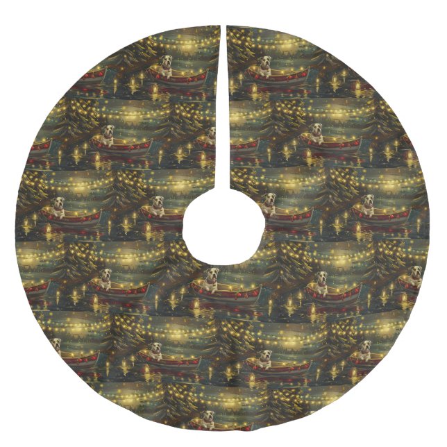 American Staffordshire Christmas Festive Voyage Polyester Weihnachtsbaumdecke (Vorderseite)