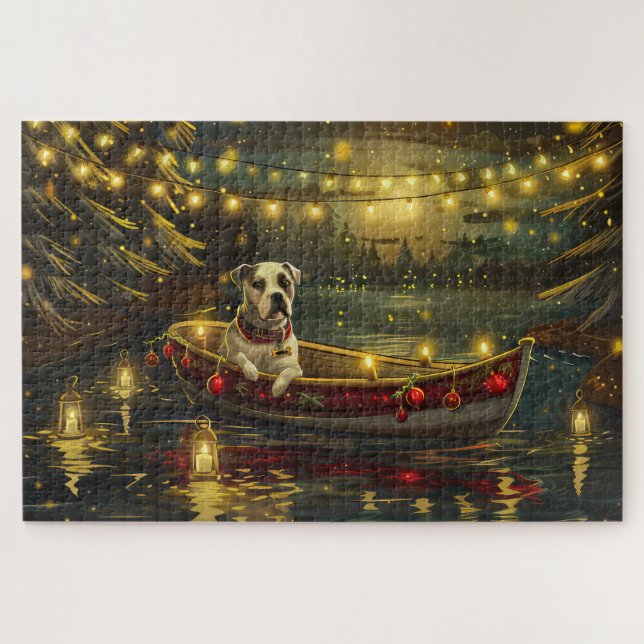 American Staffordshire Christmas Festive Voyage Puzzle (Horizontal)