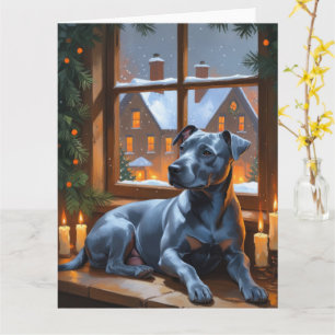 American Staffordshire Christmas Lights Holiday Karte