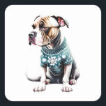 American Staffordshire Christmas Sweater Sticker<br><div class="desc">Dieser amerikanische Staffordshire Terrier - ob man ihn nun als AmStaff oder als stolzen kleinen Staffy bezeichnet - wurde eindeutig im Namen des Urlaubsgeistes in Mode gebracht. In seinem schönsten, hässlichsten Weihnachtspulli ummantelt und kaum beeindruckt, ist er der perfekte Aufkleber für alle, die festlichen Flair leicht verdächtig finden. Außerdem helfen...</div>