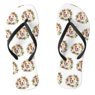 American Staffordshire Christmas Wreath Festive Flip Flops