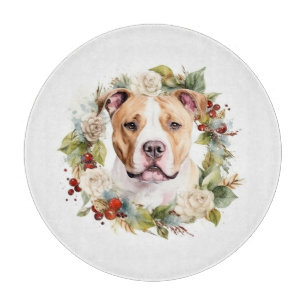 American Staffordshire Christmas Wreath Festive Schneidebrett