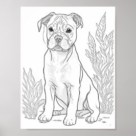 American Staffordshire Dog Aduloring Poster