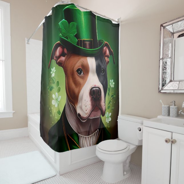 American Staffordshire dog am St. Patrick's Day Duschvorhang (Beispiel)