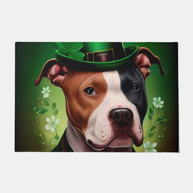 American Staffordshire dog am St. Patrick's Day Fußmatte (Vorderseite)