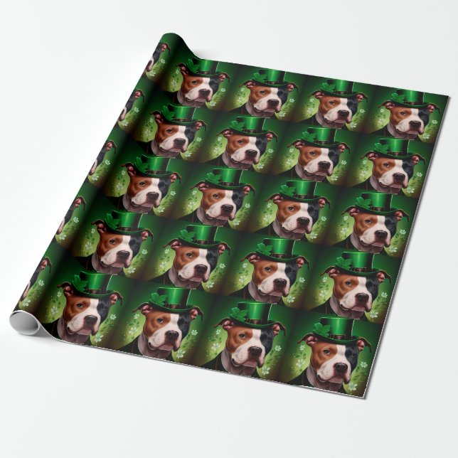 American Staffordshire dog am St. Patrick's Day Geschenkpapier (Ungerollt)