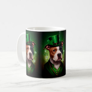 American Staffordshire dog am St. Patrick's Day Kaffeetasse