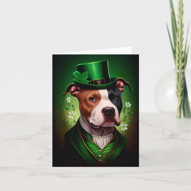 American Staffordshire dog am St. Patrick's Day Karte (Vorderseite)