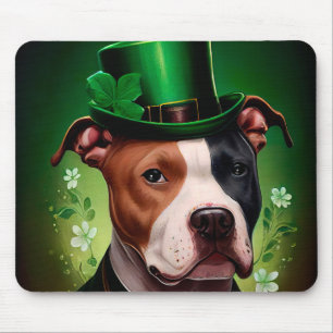 American Staffordshire dog am St. Patrick's Day Mousepad