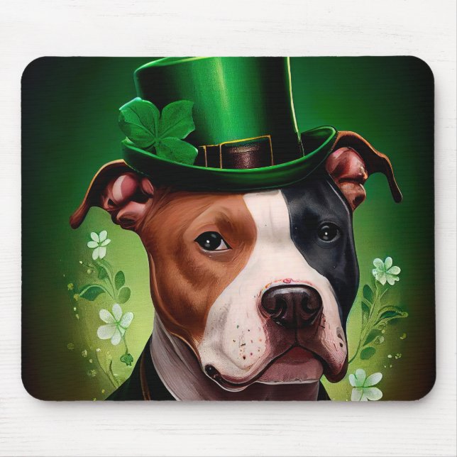 American Staffordshire dog am St. Patrick's Day Mousepad (Vorne)