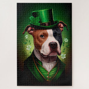 American Staffordshire dog am St. Patrick's Day Puzzle