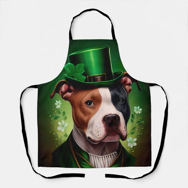American Staffordshire dog am St. Patrick's Day Schürze (Vorderseite)