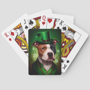 American Staffordshire dog am St. Patrick's Day Spielkarten