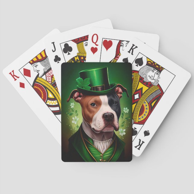 American Staffordshire dog am St. Patrick's Day Spielkarten (Rückseite)