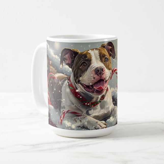 American Staffordshire Dog Christmas Festive Kaffeetasse (Vorderseite Links)