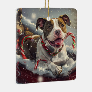 American Staffordshire Dog Christmas Festive Keramikornament
