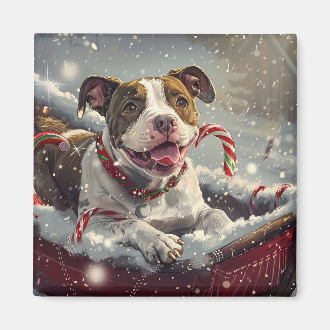 American Staffordshire Dog Christmas Festive Magnet (Vorne)