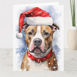 American Staffordshire Dog Christmas Santa Paws Karte