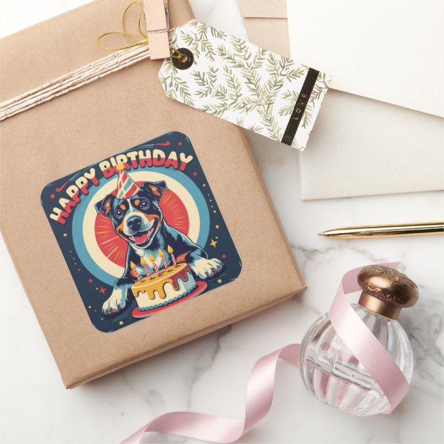 American Staffordshire Dog Colorful Quadratischer Aufkleber (Schenken)