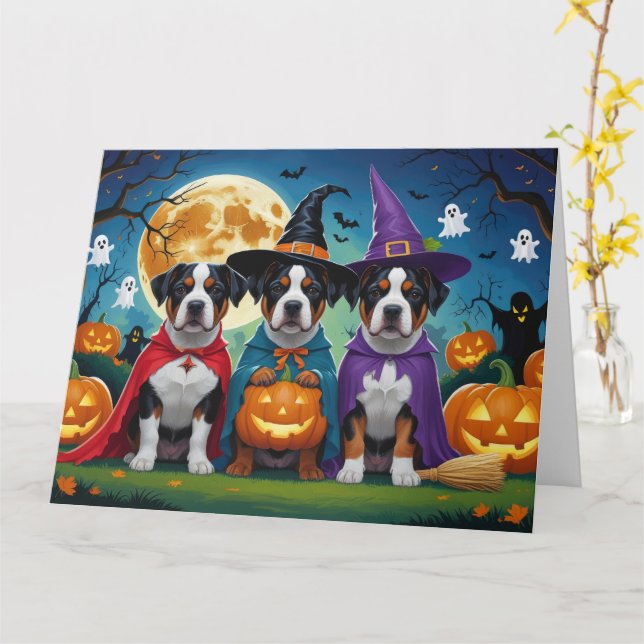 American Staffordshire Dog Pumpkin Halloween Funny Karte (Gelbe Blume)