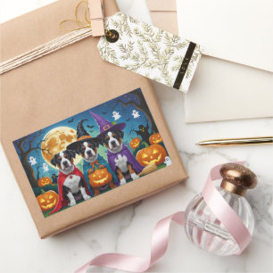 American Staffordshire Dog Pumpkin Halloween Funny Rechteckiger Aufkleber