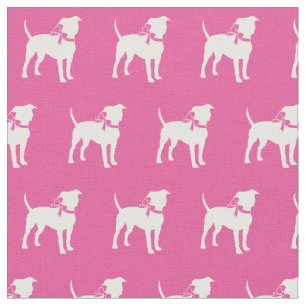 American Staffordshire Dog Silhouette Pink Stoff