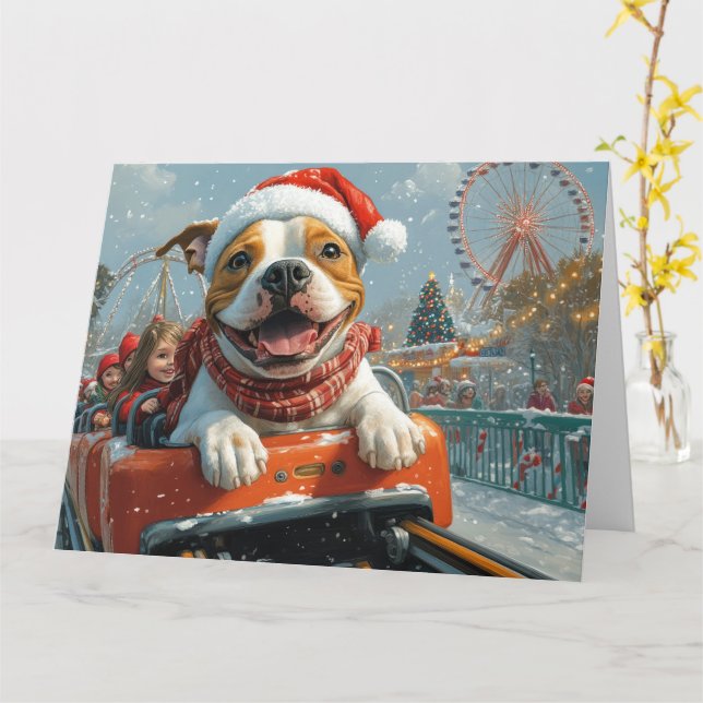 American Staffordshire Dog Weihnachten Karte (Gelbe Blume)