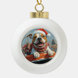 American Staffordshire Dog Weihnachten Keramik Kugel-Ornament