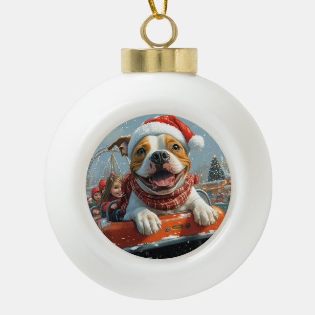 American Staffordshire Dog Weihnachten Keramik Kugel-Ornament (Vorderseite)