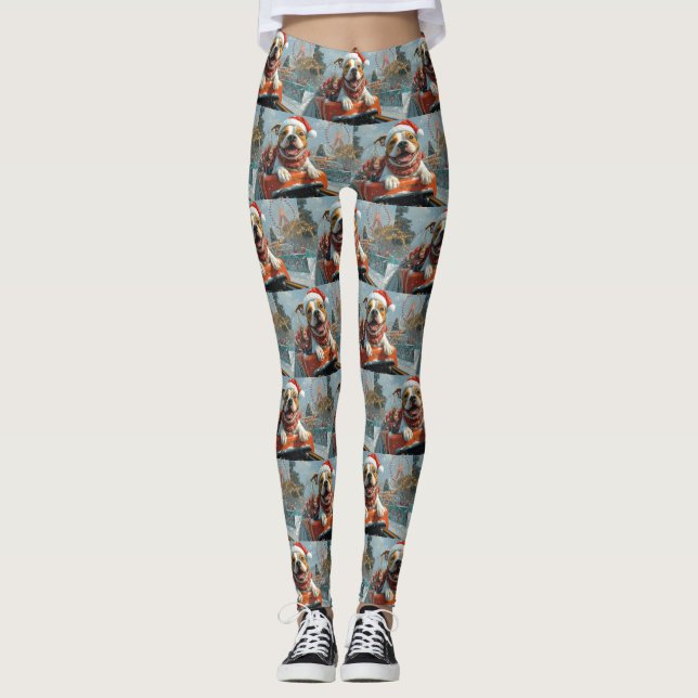 American Staffordshire Dog Weihnachten Leggings (Vorderseite)