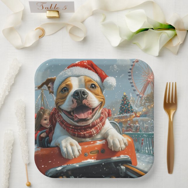 American Staffordshire Dog Weihnachten Pappteller (Hochzeit)