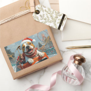 American Staffordshire Dog Weihnachten Rechteckiger Aufkleber