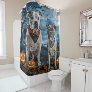 American Staffordshire Halloween Gruselig Duschvorhang