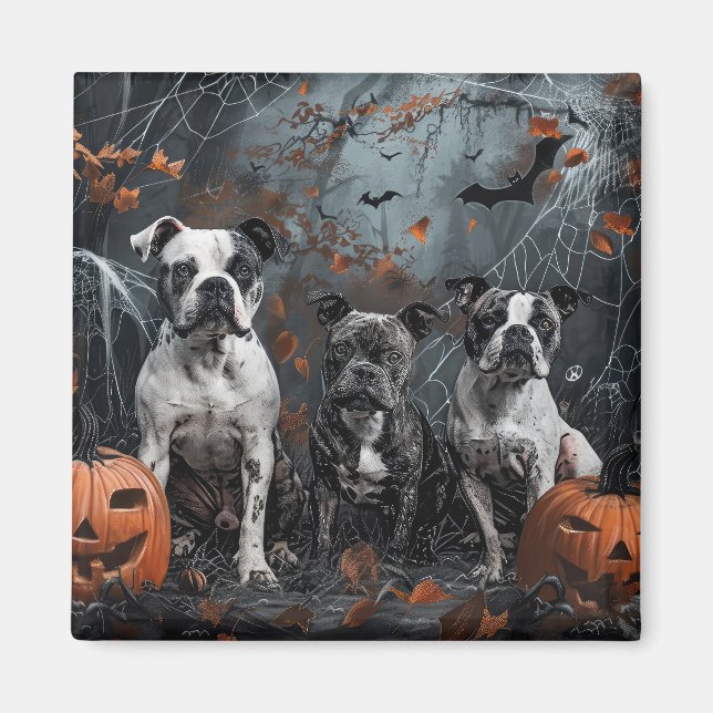 American Staffordshire Halloween Night Doggy Magnet (Vorne)