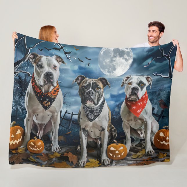 American Staffordshire Halloween Spooky Fleecedecke (Beispiel)