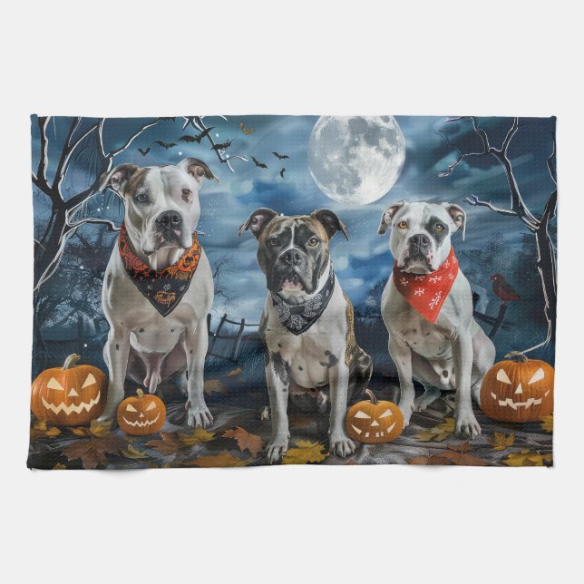 American Staffordshire Halloween Spooky Geschirrtuch (Horizontal)