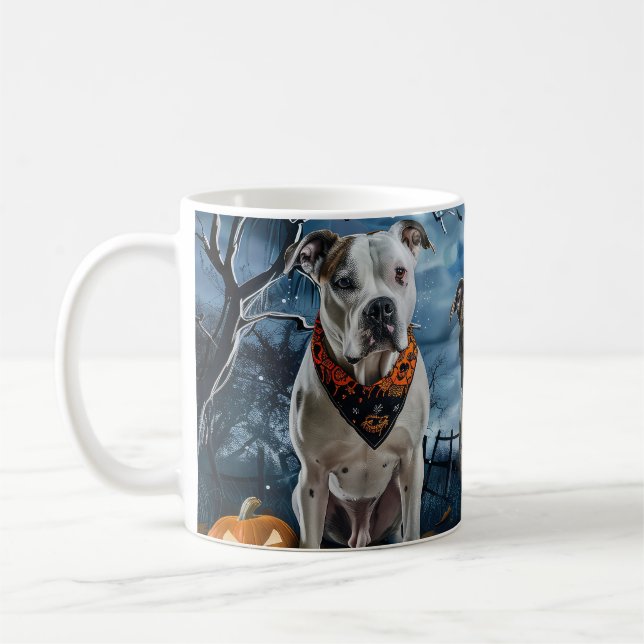 American Staffordshire Halloween Spooky Kaffeetasse (Links)