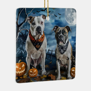 American Staffordshire Halloween Spooky Keramikornament